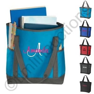 Zippered Personalized Tote Bag Teacher Nurse Gym Diaper Beach Travel Shopping - Picture 1 of 7