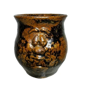 Vintage Studio Pottery Stoneware Ugly Funny Face Coffee Cup Mug Handmade Signed - Picture 1 of 9