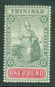 SG 145 Trinidad 1904-09. £1 verde y carmín. Muy ligero montaje como nuevo CAT £300 - Imagen 1 de 1