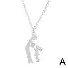 Mother Daughter in Heart Necklaces Women Girl Stainless Jewelry Steel N9K2