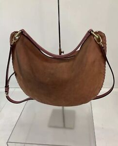 Kate Spade Pink Suede & Leather Tassel Zip Convertible Strap Hobo Bag