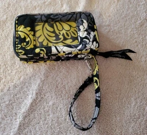 Vera Bradley Yellow Black Baroque Pattern All in One Wristlet Clutch Wallet *LN* - Picture 1 of 5