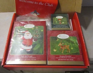 Hallmark 2000 Membership Kit Ornaments Vintage Santa, reindeer, chime (NEW) - Picture 1 of 3