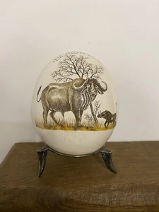 Decorated Ostrich Egg Botswana Comes With stand. - Picture 1 of 11