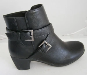 MADELINE BERTHA BLACK ANKLE BOOTS 6 TEXTILE FAUX LEATHER ZIP STYLISH COMFORT - Picture 1 of 7