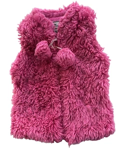 American Widgeon girls 6/6x faux fur vest Hot pink w/pom pom zipper - Picture 1 of 3