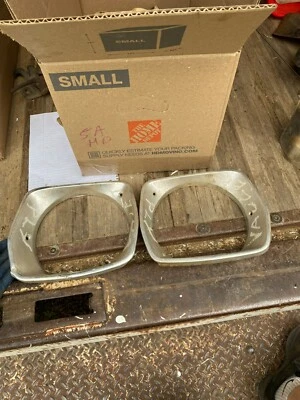 1970s? 1975? Plymouth Duster? Headlight bezel set pair LH RH chrome trim UNK - Image 1 of 4