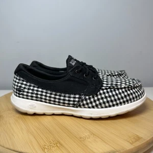Skechers Shoes Womens Size 6 On The Go Black White Lace Up Boat - Picture 1 of 8