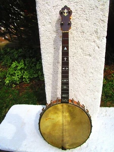 VINTAGE TENOR BANJO, 1920'S, FANCY INLAYS, TONE RING - Picture 1 of 14