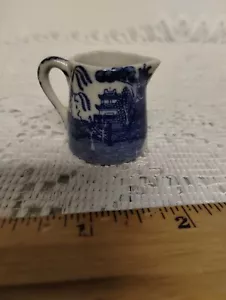 Vintage Miniature 1-1/2inch Blue and White Pitcher Made in Japan - Picture 1 of 4