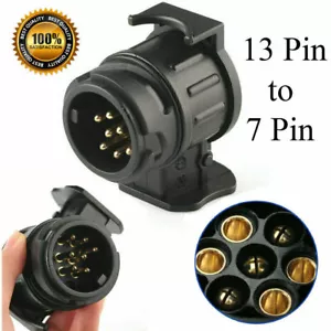13 to 7 Pin Plug Trailer Truck Electric Adapter Towbar Towing Socket Waterproof - Picture 1 of 10