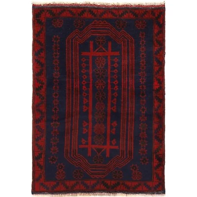 Tribal Afghan Hand knotted Balouch Area Woolen Bedroom Carpet 3'0"x4'2"ft B16088 - Image 1 of 4