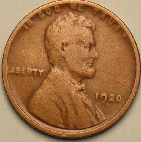 1920 D - Lincoln Wheat Penny - G/VG Cover