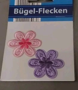 2er Set 🌸 Patch Aufnäher Bügelbild Rosa Lila 💜 ca 4,5 x 4,5 cm 🩷 Neu - Bild 1 von 4
