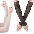 2 Pairs Women Long Lace Gloves Sun Arms Legs Sleeves Fingerless Tulle8522
