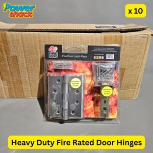 Paquete de 10 pestillos de puerta cortafuegos de alta resistencia con 3 bisagras de 102 mm x 76 mm "4 puertas cortafuegos" - Imagen 1 de 20