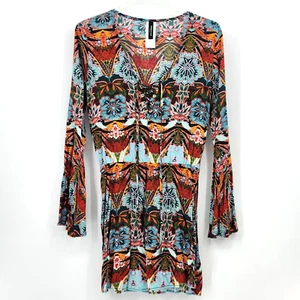 Kenneth Cole Bell Sleeve Dress Size Small Colorful Floral Retro Boho Chic Summer - Picture 1 of 8