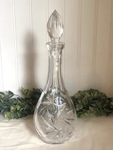Czech Republic TOM Bohemia Hand Cut Lead CRYSTAL DECANTER / CRUET Brilliant Cuts - Picture 1 of 8