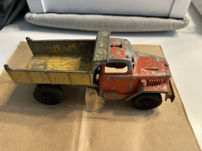 Camión de volteo Hubley de metal vintage de los años 50 rojo y amarillo #801 hecho en EE. UU. original Foto 1 de 4