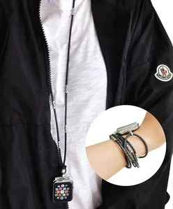 Echtes schwarzes Leder Halskette für Smartwatch 42mm/44mm Serie 1-4 - Bild 1 von 2