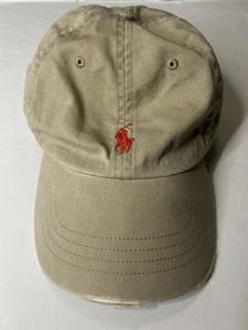 Cappello Berretto Vintage Polo Ralph Lauren Beige Marrone Pelle Cinturino Schienale Vintage Rosso - Foto 1 di 5