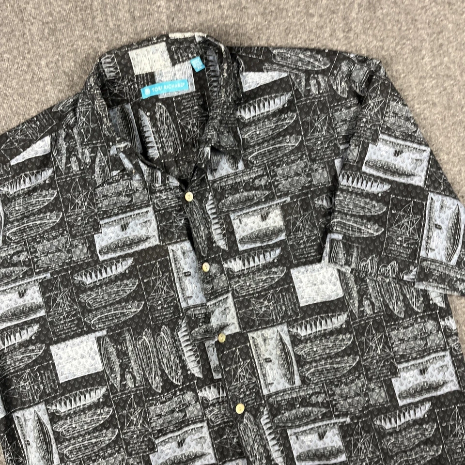 Camisa Tori Richard Hombres XL Multicolor Estampado Barco Algodón Hawaiano Césped Hecha en EE. UU. Foto 1 de 4