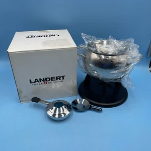 Landert Swiss Fondue Set Pot Silver Serving Dish & Stand with Box - Picture 1 of 14