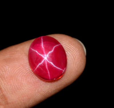 6 Rays Natural Red Star Ruby 5.85 Ct. Oval Cabochon Loose Gemstone - Image 1 of 4