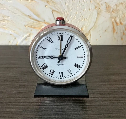 Soviet vintage mechanical alarm clock Slava - USSR - Full working Cover