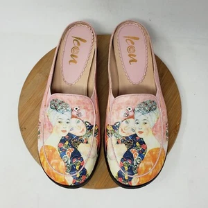 Icon Shoes Womens 7 Gustav Klimt Colorful Leather Mule Flats Women Wearable Art - Picture 1 of 17