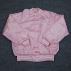 VINTAGE Auburn Sportswear Jacket Mens Large Pink Satin Jersey Lined 80s 90s