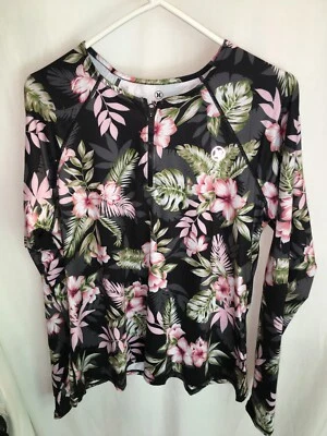 CAMISETA MUJER NEGRA ROSA HENLEY HURLEY ACTIVEWEAR UPF 50+ TALLA 2XL 42" Foto 1 de 4