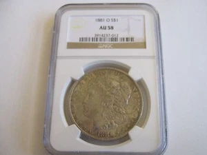 1881-O , Morgan Dollar , NGC , AU 58 , Toned - Picture 1 of 4