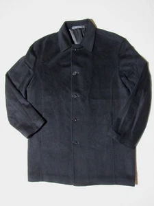 Saks Fifth Avenue Men's Wool/Cashmere Blend Overcoat Trench Black Italy Size 46R - Picture 1 of 10