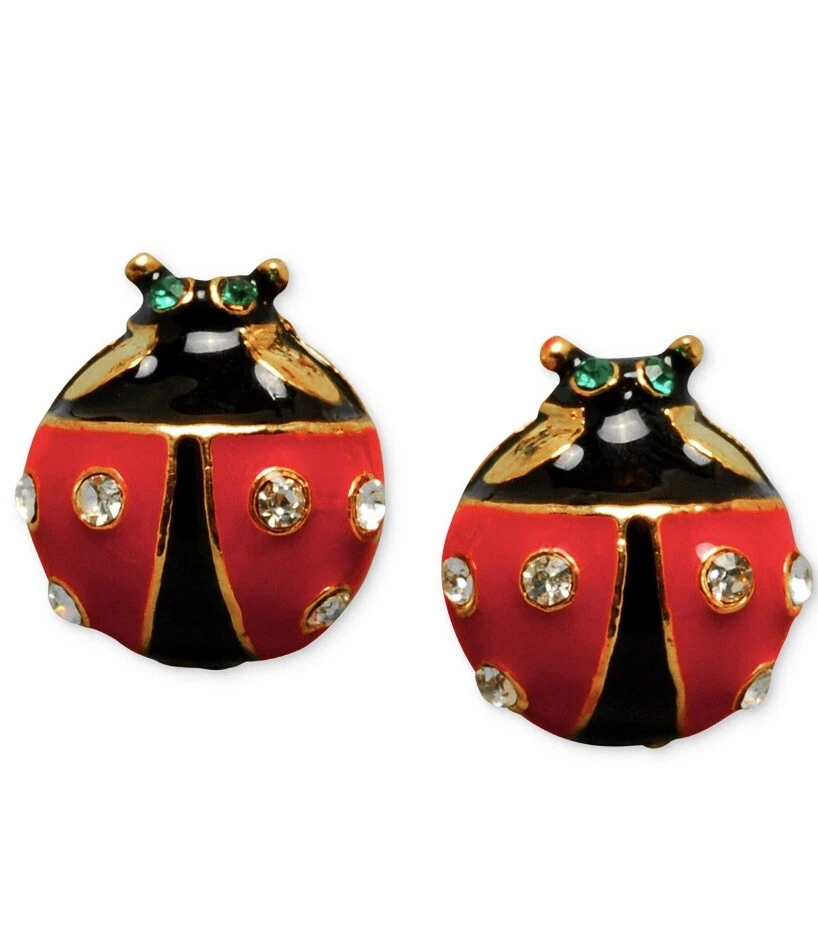 Betsey Johnson Ladybug Stud Earrings Red/black