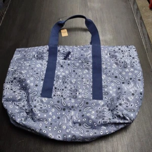 Victoria's Secret Tote Bag Blue Reversible Paisley Overnight Weekender Beach NWT - Picture 1 of 5