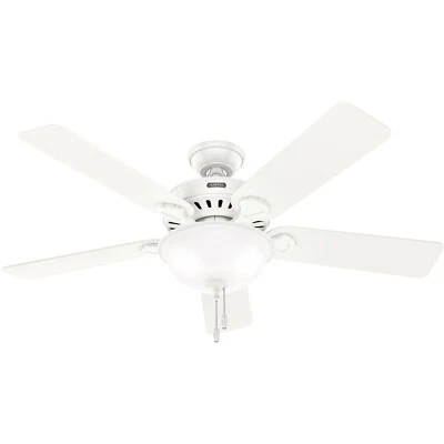 Hunter Fan 52 inch Traditional Fresh White Ceiling Fan with Light and Pull Chain - Image 1 of 4