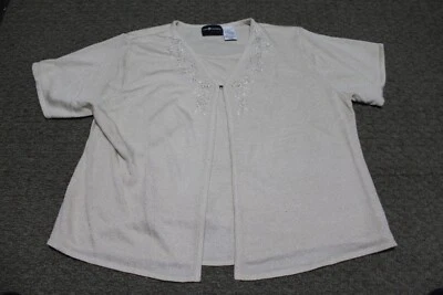 Suéter Sag Harbor Crema Beige Mezcla Acrílico Tejido en Capas Manga Corta 3X Foto 1 de 4