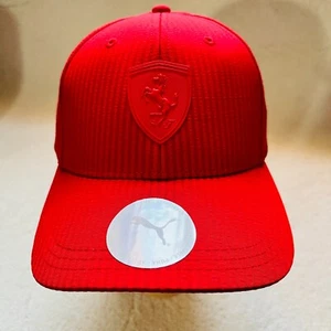 NWT Puma Unisex Adults Red Scuderia Ferrari Striped Adjustable Baseball Cap - Picture 1 of 6