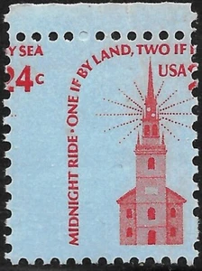 1603 24 Cent Old North Church Change of Design Misperf. - Picture 1 of 1