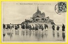 cpa Ecrite en 1907 MONT SAINT MICHEL (Manche) PÉLERINS traversant les GRÈVES