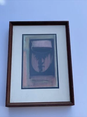 Mid Century Painting Abstract PORTRAIT ROBERT BERG CALIFORNIA SDSU Vintage 1968 - Image 1 of 4