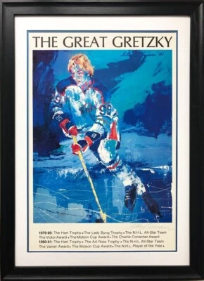 LeRoy Neiman "El Gran Gretzky" Firmado NUEVO ENMARCADO Arte Hockey Uno NHL Wayne Foto 1 de 4