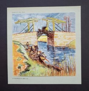 Vincent Van Gogh  "DrawBridge In Arles"  Mounted Offset  Lithograph 1936 - Picture 1 of 3