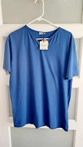 M.I.D.A Undici Blue V-neck Tee T-shirt Made In Italy Womens Sz Large 100% Cotton - Picture 1 of 3