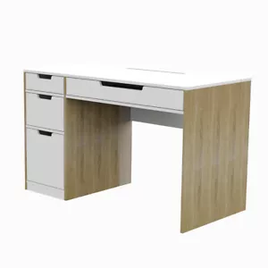 Modern Computer Desk w/ 4 Drawers Office Home Student Study Table Wjote Oak - Picture 1 of 11