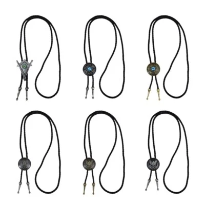 Collar con corbata Bolo de cuero sintético artesanal con dije de ojo de diablo para hombre y mujer Foto 1 de 4