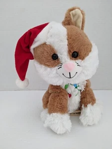 Cuddle Barn 11" Gato atigrado enredado con gorra de Papá Noel cantando peluche de Navidad. VIDEO - Imagen 1 de 8