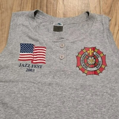 Nos Vintage New Orleans Fire Chiefs Jazz Festival Tank Top M Womens Tee Shirt - Image 1 of 4