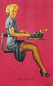 Postal arcade Mutoscope ""Just The Type"" litografía pin-up - Imagen 1 de 2